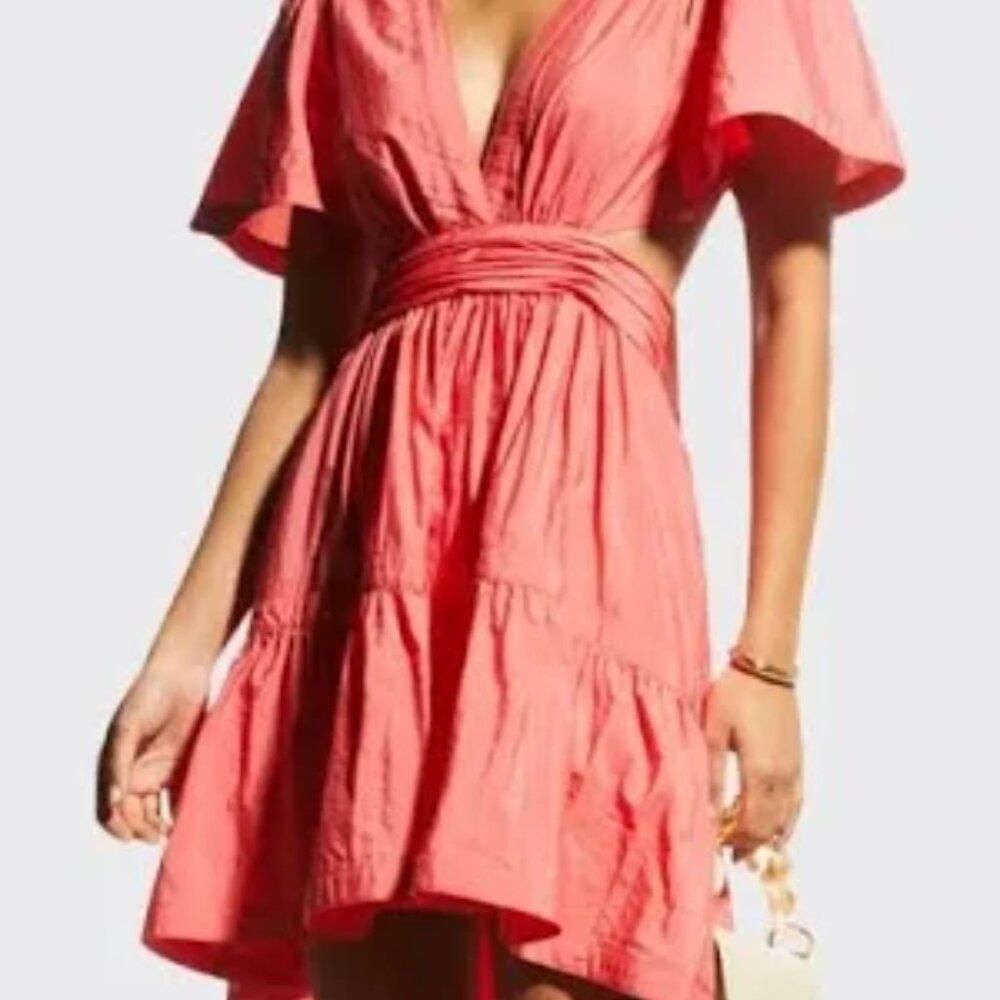 (Size 10) Cinq a Sept Judith Cutout Surplice Mini Dress